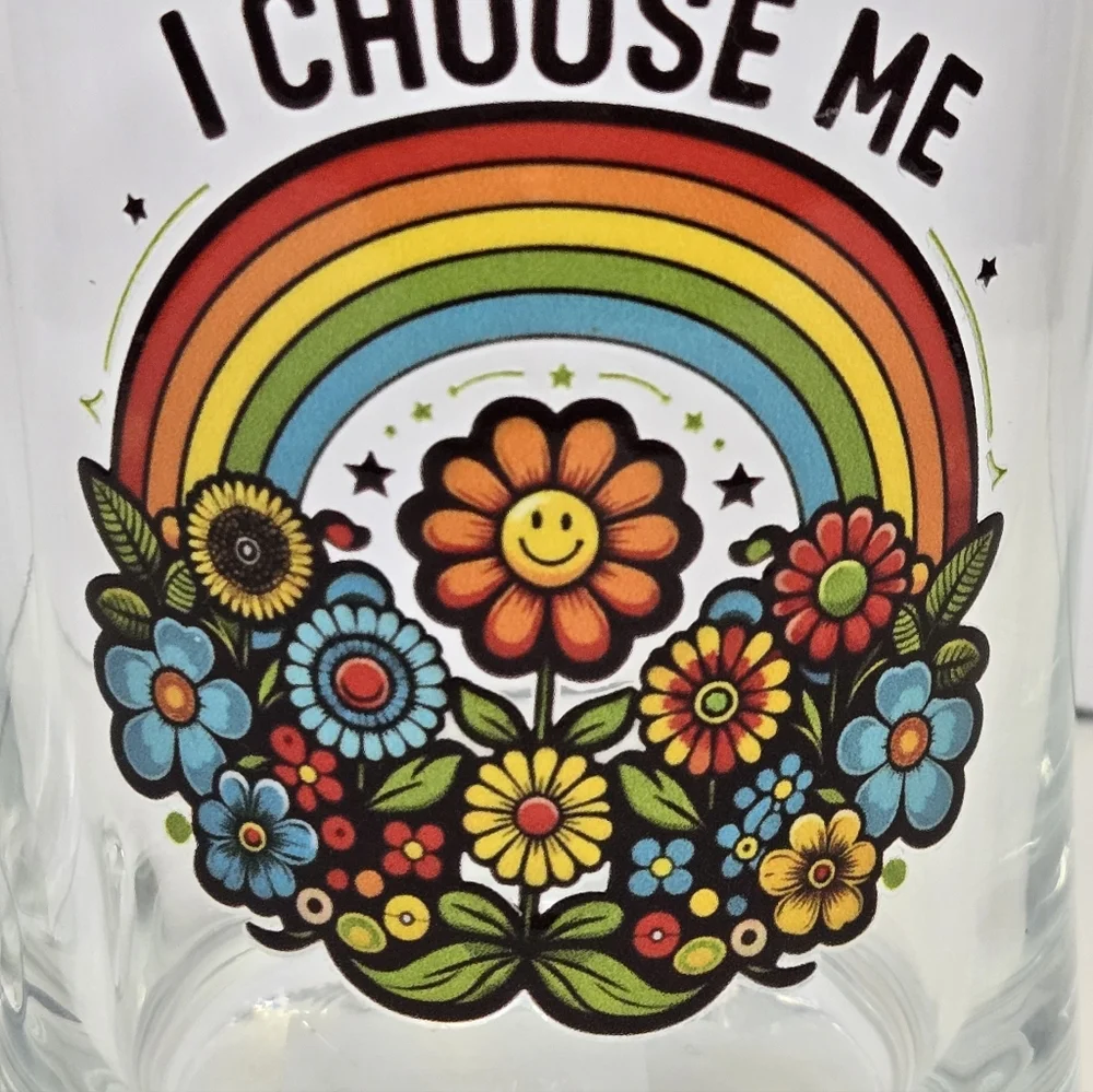 IKEA MJÖD Glass Mug 20oz Colorful Retro Gift